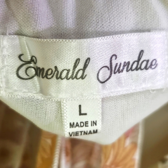 Emerald Sundae Blush Pink/Gold Floral Back Tie Cut-Out Mini Dress,Large,NWT - Picture 16 of 16